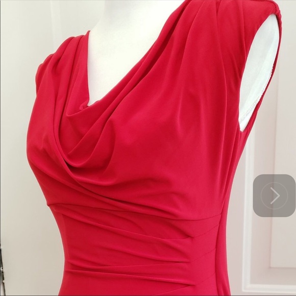 Lauren Ralph Lauren Cowl Neck Jersey Red Dress - 4 - Picture 2 of 11